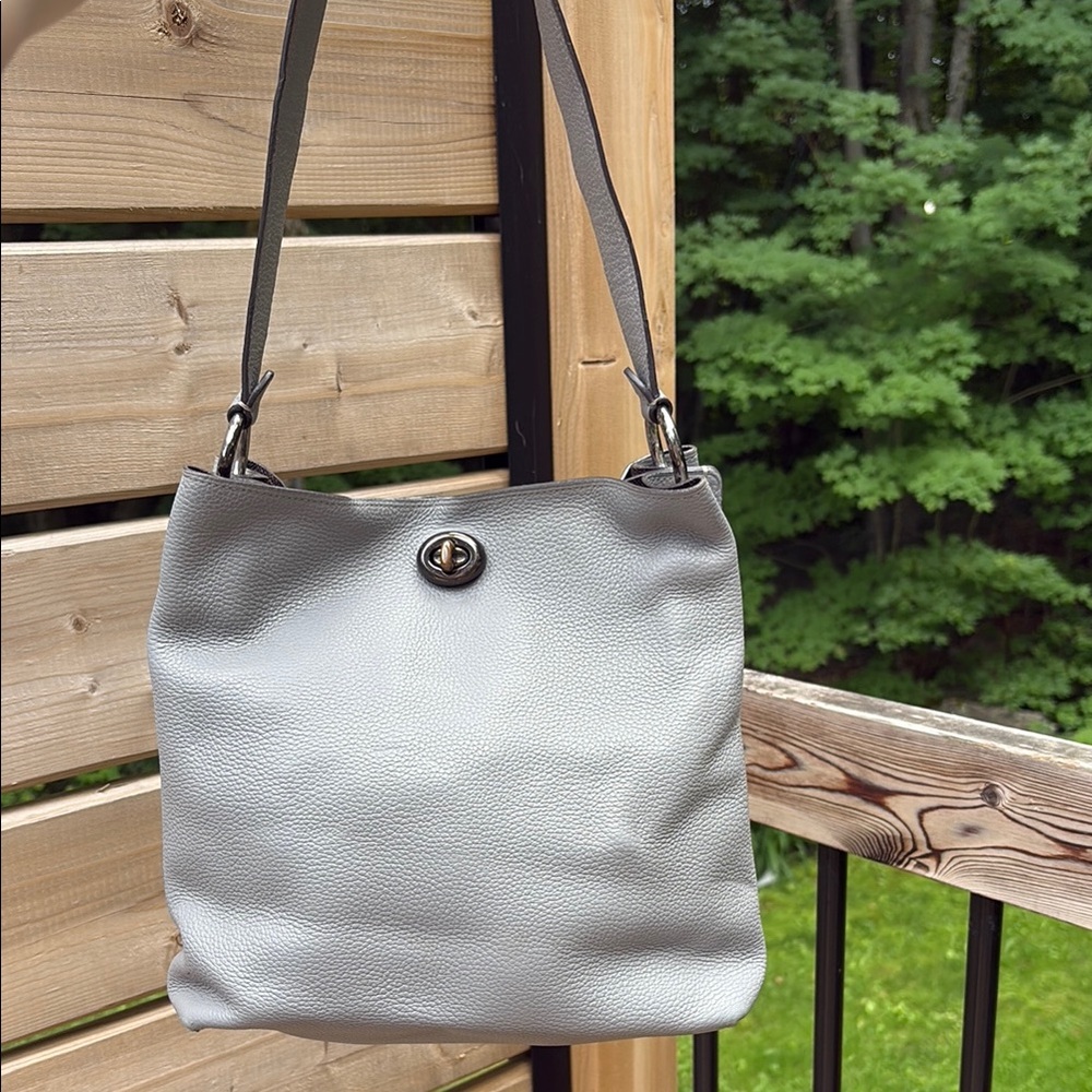 Coach Gray Shoulder Bag with Slouchy Design